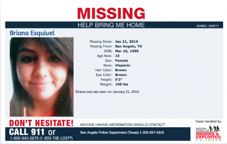 Briana Esquivel has been missing since Jan. 21.