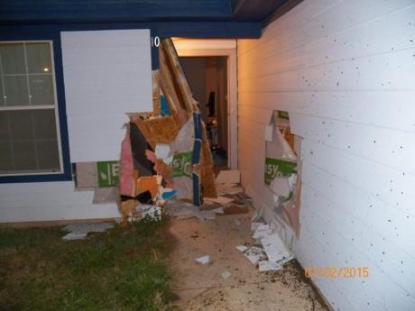 Damage to the exterior of the house after the crash. (Contributed Photo)