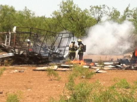 Structure fire of an RV and a shed on Armstrong Street on May 20, 2014. (LIVE! Photo/Joe Hyde)