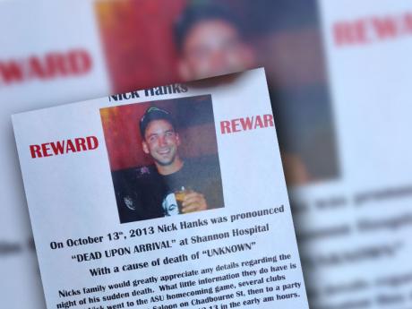 Flyers seeking information pertaining the night of Nick Hanks' death have been distributed throughout San Angelo by his family. (Photo courtesy of a reader)