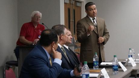 The 2016 police chief forum put on by the San Angelo Tea Party.Here, Lt Mike Hernandez told Vasquez that he no longer trusted him.