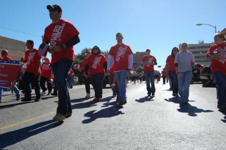 Students of Howard College march in Saturday's Veterans Day Parade. (LIVE! Photo by Chelsea Schmid)