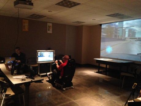 A participant attempts to follow the course during a DWI simulation. (LIVE! Photo/Chelsea Reinhard)