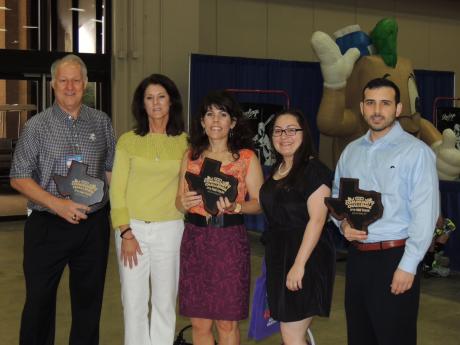 Ed Page of Waco,September Summers and Stephanie Riesener of San Angelo, Dianna Cruz of Pharr and Austin Steeves of Austin, receive healthy community awards. (Contributed Photo/September Summers)