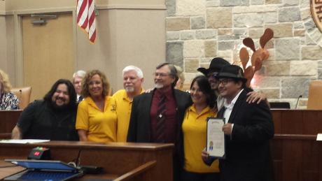 Los Lonely Boys were welcomed home at the April 7 city council meeting. (LIVE! Photo/Amanda Henson)