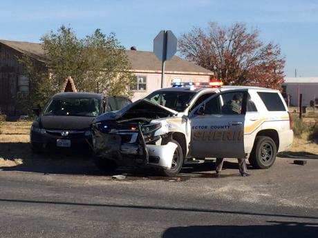 Odessa County Deputy vehicle involved in crash.  Photo courtesy Mark Sterkel