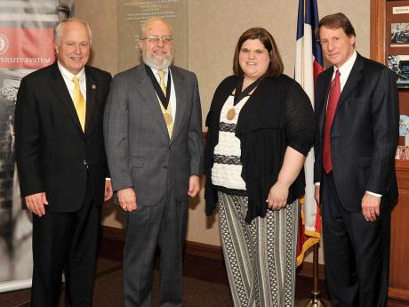 Dr. Brian May, ASU president; Dr. Charles Diminnie, Dr. Loree Branham; and Chancellor Robert Duncan. (Contributed Photo/Danny Meyer)