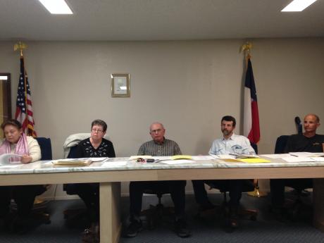 Mertzon city council. Mayor Carol Shaw is second from left. Terry Criner is second from right, followed by Jin Tharp. (LIVE! Photo/Chelsea Reinhard)
