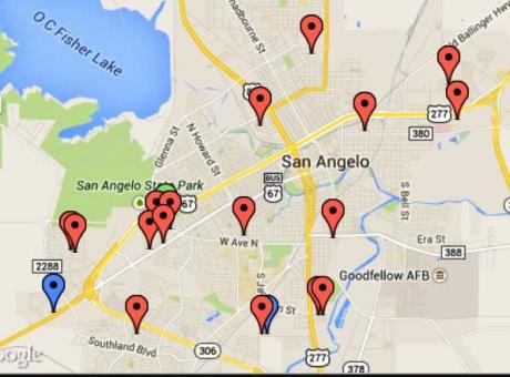 A map of auto burglaries committed between Jan. 22 and Jan. 26. 