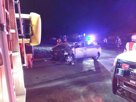 THe Nissan Rogue was occupied by a young family and victimized by a hit-and-run driver Saturday, Sept. 27, 2014 at 9:40 p.m. (LIVE! Photo/John Basquez)