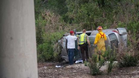 Rollover near Pecan Creek bridge and US 277 South, June 18 2014 (LIVE! Photo/John Basquez)