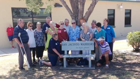 The San Jacinto Alumni of 1953 - 1959 held a Bench Dedication Ceremony Friday afternoon to honor teachers who shape lives. (LIVE! Photo\Brandy Rae Ramirez)