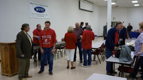Mayor Morrison mingles with the San Angelo Tea Party right after the candidate forum on Apr. 14, 2015. (LIVE! Photo/Joe Hyde)