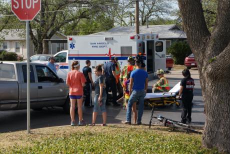 San Angelo EMS was at the ready with a stretcher, but the victim refused treatment. (LIVE! Photo/John Basquez)