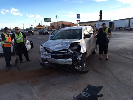 A Chevy Equinox T-boned a Pontiac Vibe on South Bryant on March 25, 2015. (LIVE! Photo/John Basquez)