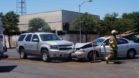 The crash in downtown San Angelo on July 5, 2014. (LIVE! Photo/John Basquez)