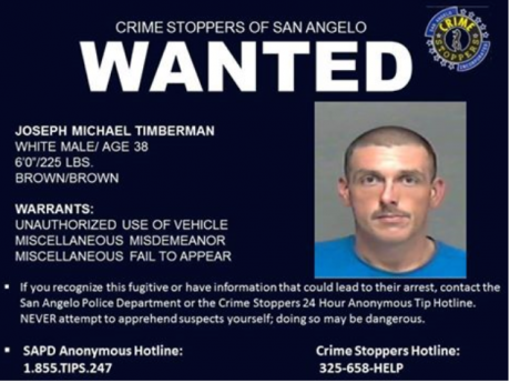 Joseph Timberman is wanted on multiple felonies. 