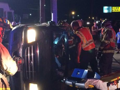 Trapped motorist at 29th and Chadborune Streets on August 7, 2014. (LIVE! Photo/John Basquez)
