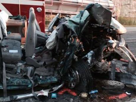 The Ford pickup in the crash. (Contributed by reader Susan Lopez via Facebook)