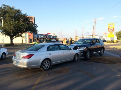 A Wahtaburger customer and a Wienerschnitzel customer crash into each other on August 3, 2014. (LIVE! Photo/John Basquez)