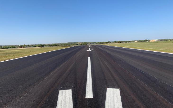 Looking south on runway 18 at San Angelo's Mathis Field after sealcoating project was nearly completed on Oct. 15, 2020. (Contributed/Jeremy Valgardson)