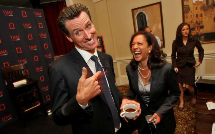 Democrat vice presidential candidate Kamala Harris and California Governor Gavin Newsom