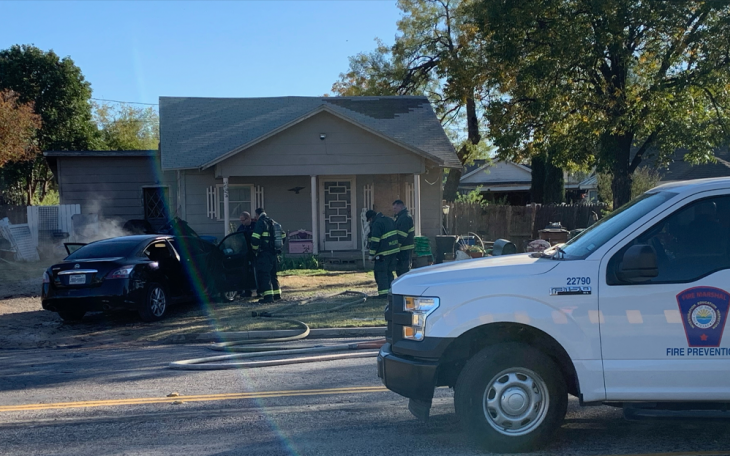 Car Goes Up In Flames on E. Harris Ave (Live Photo / Matt Trammell)