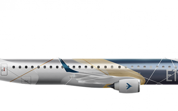 This is the Embraer-195, a regional jet with a seating capacity of up to 118 passengers.