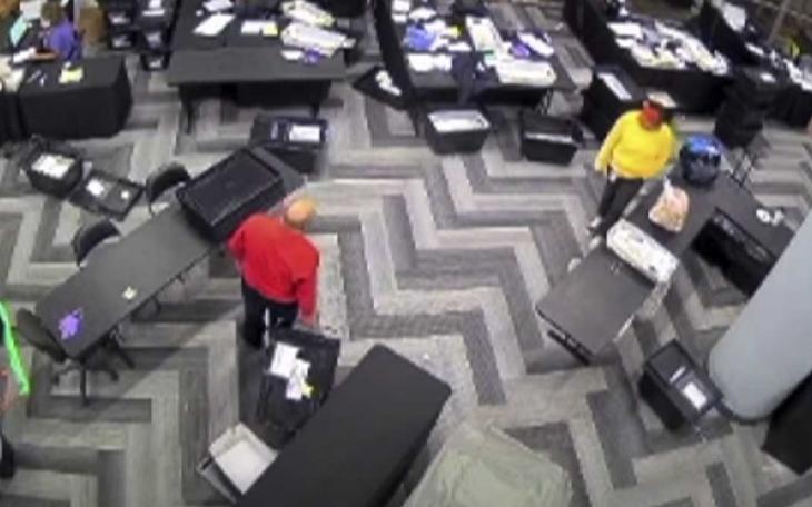 Cases of mail-in ballots being counted without observers was alleged in Georgia, as allegedly shown on video surveillance video. (YouTube)