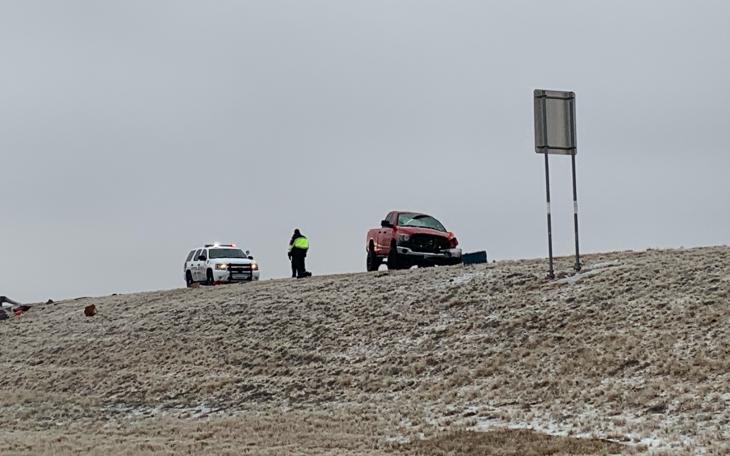 Roll-over Crash on US-87 South.  (LIVE! Photo/Matt Trammell)