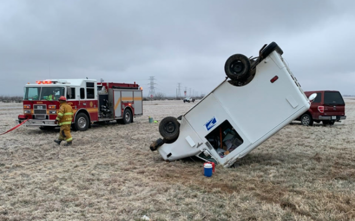 Mail Truck Flips and Crashes