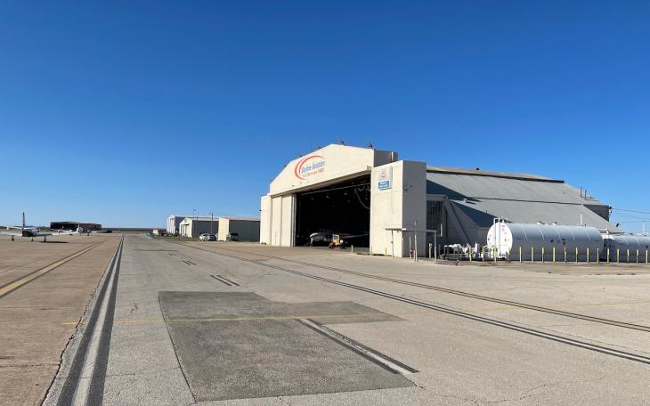 Skyline Aviation as it is seen from the flightline at San Angelo's Mathis Field