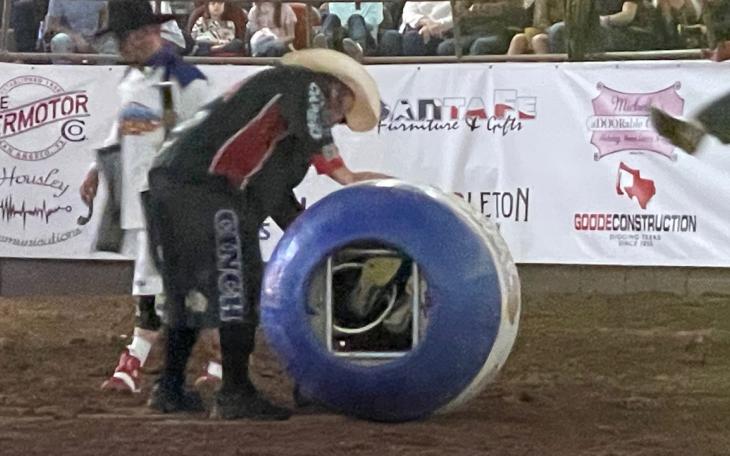 Police Chief Frank Carter gets stuck in the barrel