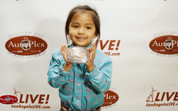 Sonora Bank Mutton Bustin winner of the evening, 4-year-old Journey Jurado