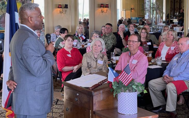 Allen West speaks to a packed house of the Concho Valley Republican Women on June 24, 2021