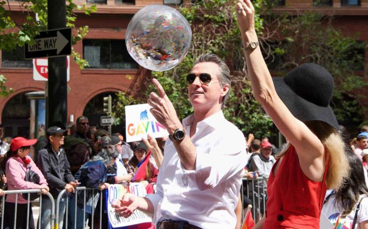 California Governor Gavin Newsom in a 2019 Gay Pride Parade in San Francisco