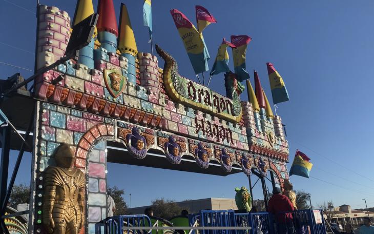 The Dragon Wagon Roller Coster at the Sunset Mall Carnival