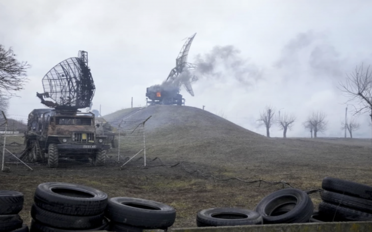 Destroyed Equipment Outside Ukrainian Military Facility