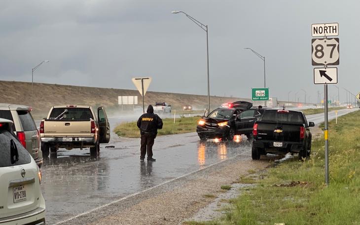 Crash on US87 N. in the Rain 5/23/22 (LIVE! Photo/James Bouligny)