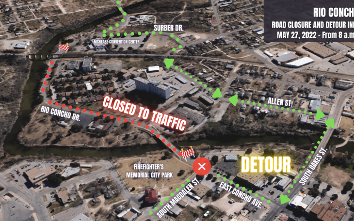Rio Concho Drive Closed Friday May 27 (Contributed/COSA)