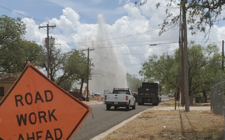 Water Flying in the Air from Water Line