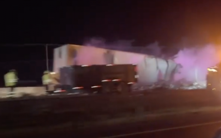 Semi Truck Fire on I-20