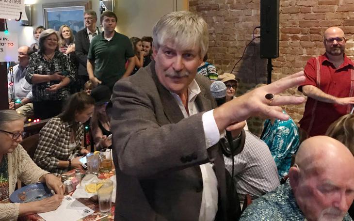 David Currie at a rally for Beto O'Rourke in 2017