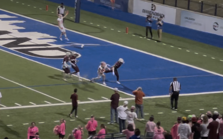 Bobcat Wideout Jacob Gallegos Catches a Touchdown Pass Against Midland Legacy
