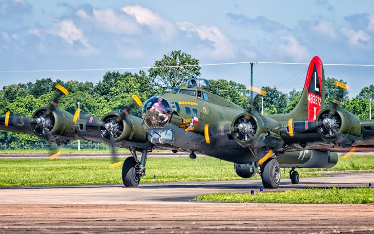 B-17G &quot;Texas Raiders&quot; operated by the Gulf Coast Wing of the Commemorative Air Force at the Millington Regional Jetport on May 13, 2017. (Photo by Angelo Bufalino, used with permission)