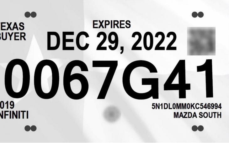 New Texas Temporary Tags 2022 (Courtesy/TxDMV)
