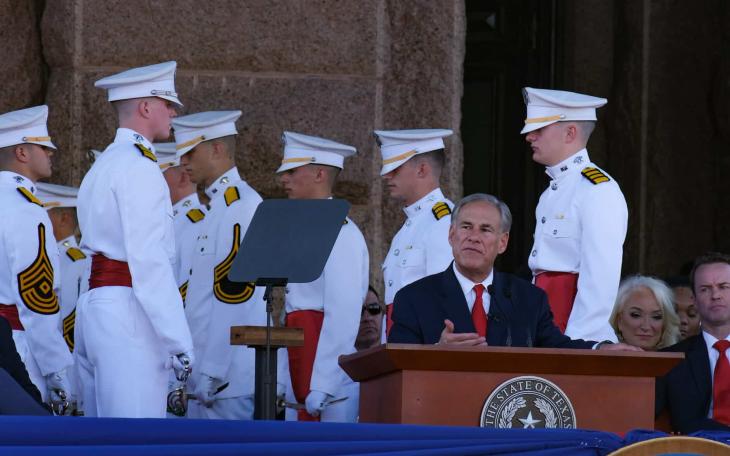 Texas Gov. Abbott at 2023 Inauguration (Courtesy/Courthouse News Service)