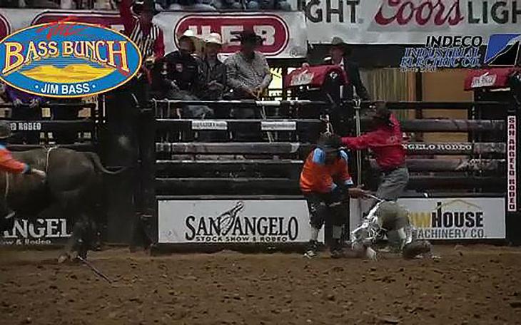 Bulls and broncs during performance 3 of the 2023 San Angelo Rodeo.