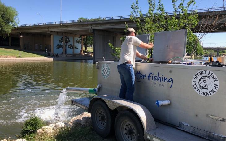 Inland Fisheries Stocking Catfish Concho Downtown 4.21.23 (Courtesy/Inland Fisheries)