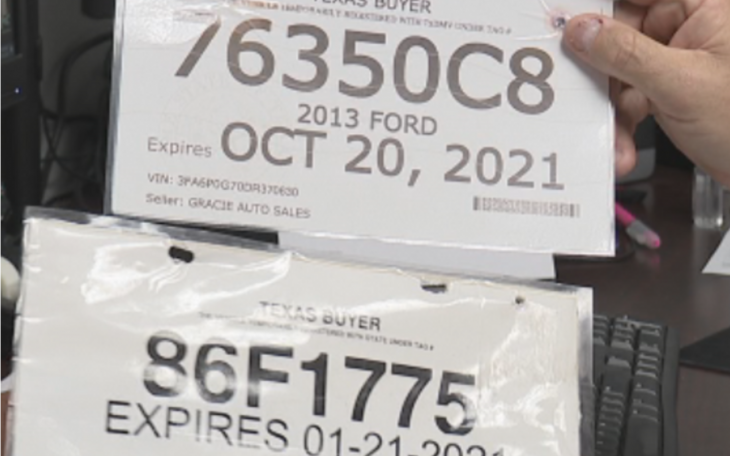 Fake Temporary Texas License Plate (Courtesy/autop.be)